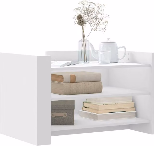 Berkfield Home White Minimalist Coffee Table in Engineered Wood, W/D/H: 80 x 50 x 50 cm