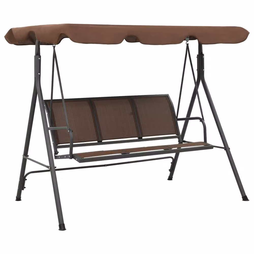 Berkfield Home Garden Swing Bench with Sun Canopy in Brown – 2