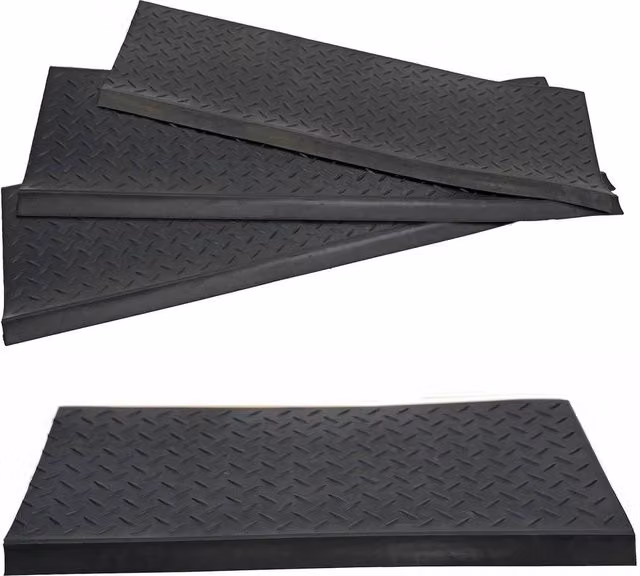 VOGREX Non-Slip Rubber Stair Treads, 3-Step Geometric Diamond Pattern Staircase Cover, Black