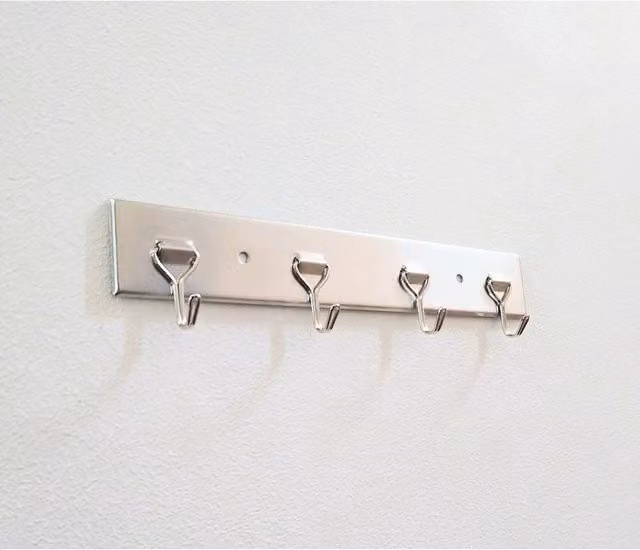 FORGEVIO Self Adhesive Stainless Steel 4 Hook Key Holder in Silver, Length: 50 cm – 1