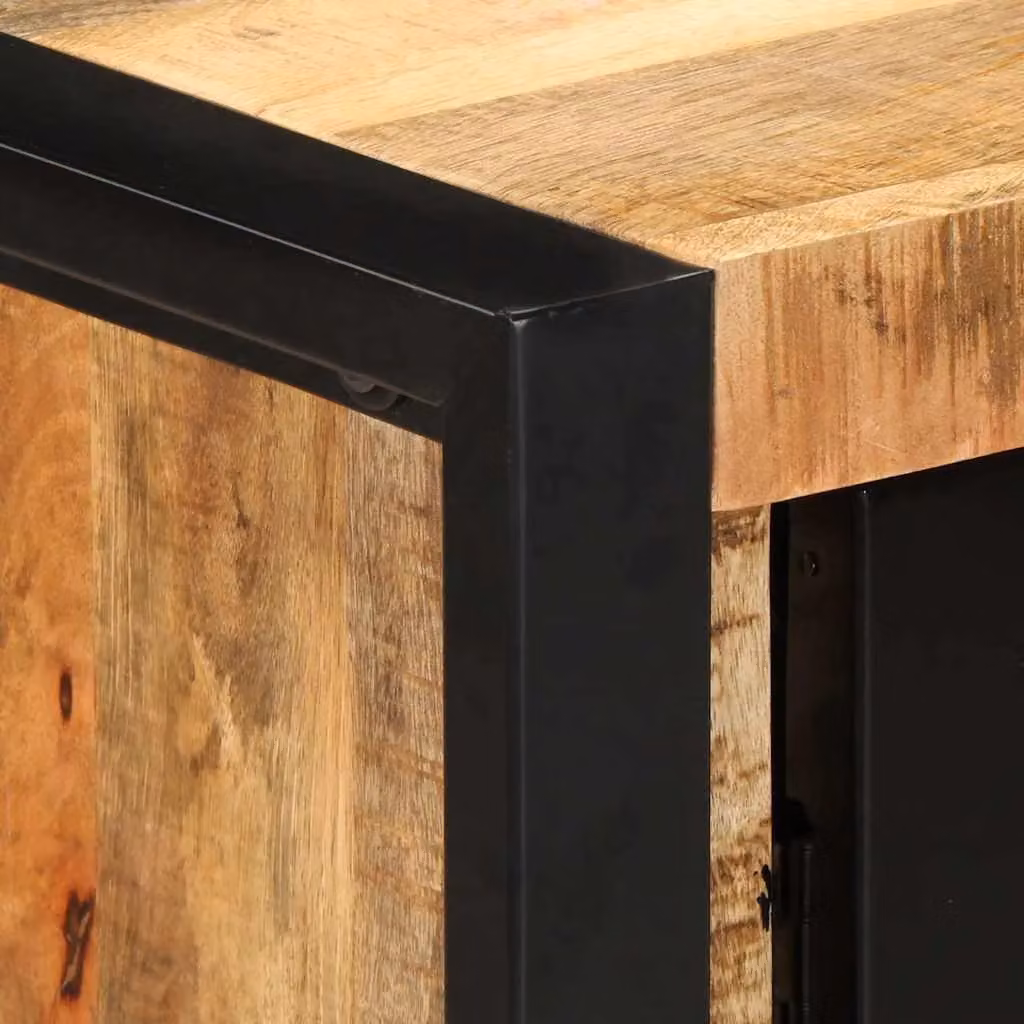 Berkfield Home Console Cabinet in Brown Solid Rough Mango Wood, W/D/H: 90 x 35 x 75 cm – 4