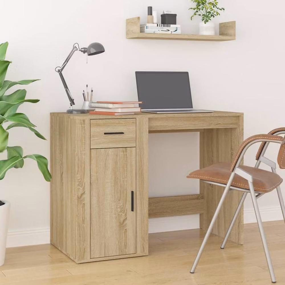 Berkfield Home Computer Desk in Sonoma Oak Brown, W/D/H: 100 x 49 x 75 cm – 2