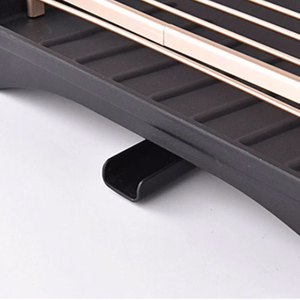 FORGEVIO 2 Tier Black Aluminium and Glass Rectangular Dish Drainer Kitchen Draining Stand – 5