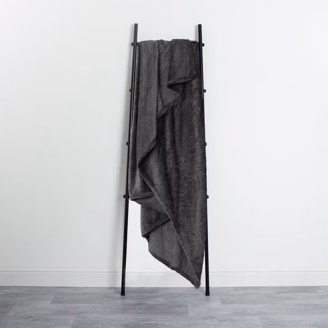 Dreamscene Black Waffle Honeycomb Mink Throw, 200 cm