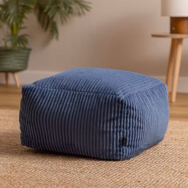 ICON Cord Footstool in Denim Blue