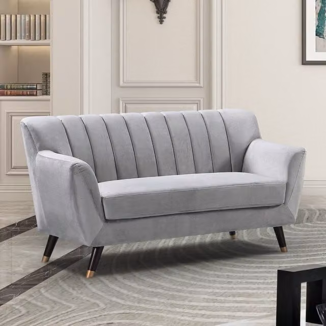 Artemis Home Morgan 2 Seat Grey Velvet Upholstered Sofa with Solid Wood Frame – 1