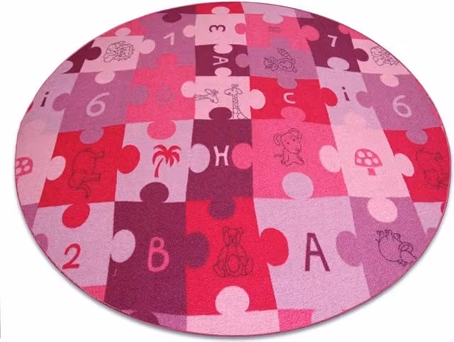 RugsX Circle Puzzle Round Rug in Purple, Diameter: 133 cm