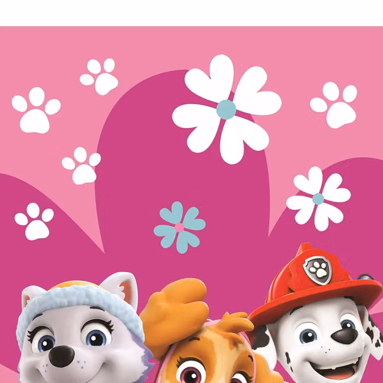 Paw Patrol Fluffy Cotton Terry Velour Childrens Beach Towel in Pink, W: 140 cm, H: 70 cm, D: 70 cm