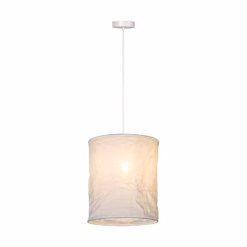 Lucide Tissaja White Fabric Cylinder Pendant Light, Diameter: 30 cm, Height: 150 cm – 1