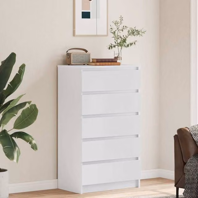 Berkfield Home Elegant White Drawer Cabinet in Engineered Wood W/D/H: 60 x 36 x 103 cm – 1