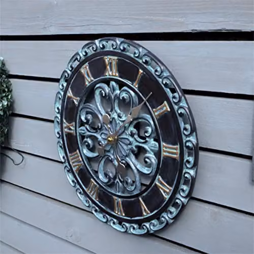 St Helens Home & Garden Vintage Round Analog Wall Clock in Black, Diameter: 33.02 cm – 4