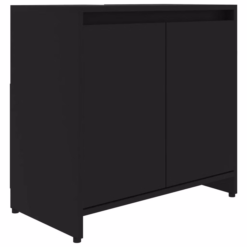 Berkfield Home Modern Black Bathroom Cabinet with Hinged Doors and Internal Shelves, W: 60 cm, D: 33 cm, H: 61 cm – 2