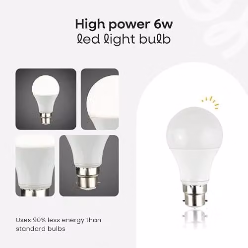 MiniSun 6W LED E27 GLS Globe Bulbs, Pack of 6, 6500K Cool White – 1
