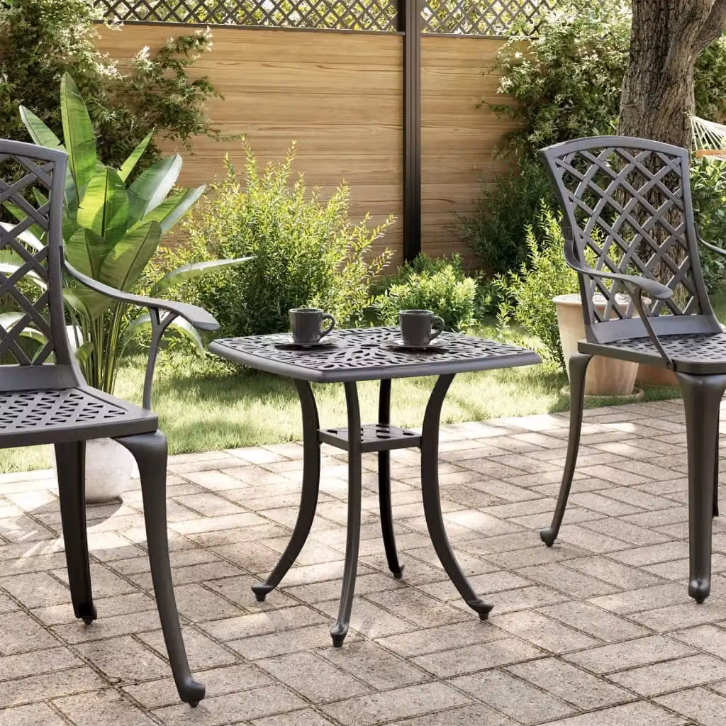 Berkfield Home Black Cast Aluminium Garden Table W/D/H: 53 x 53 x 53 cm – 3