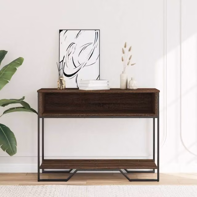 Berkfield Home Classic Console Table in Brown Oak, W/D/H: 100 x 35 x 74.5 cm