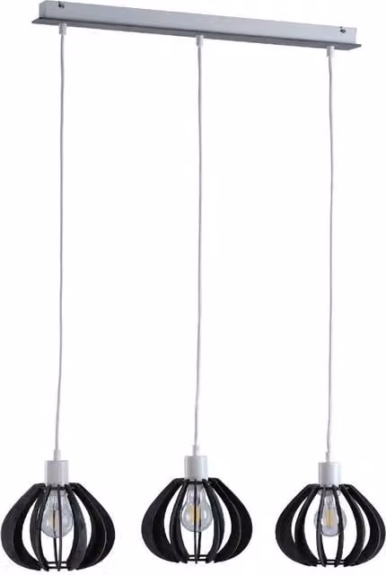 Netlighting Nicoleta Bar Pendant Ceiling Light in Grey, 62 cm, 3x E27