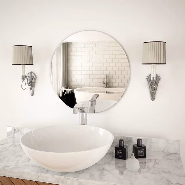 Berkfield Home Round Glass Wall Mirror in Silver, Diameter: 50 cm