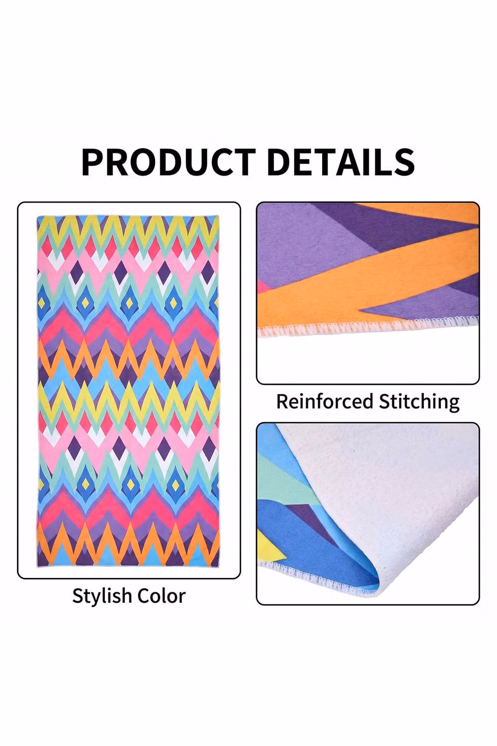 Living and Home Large Quick-Drying Microfibre Beach Towel in Multicolour Boho Graphic Design – 2