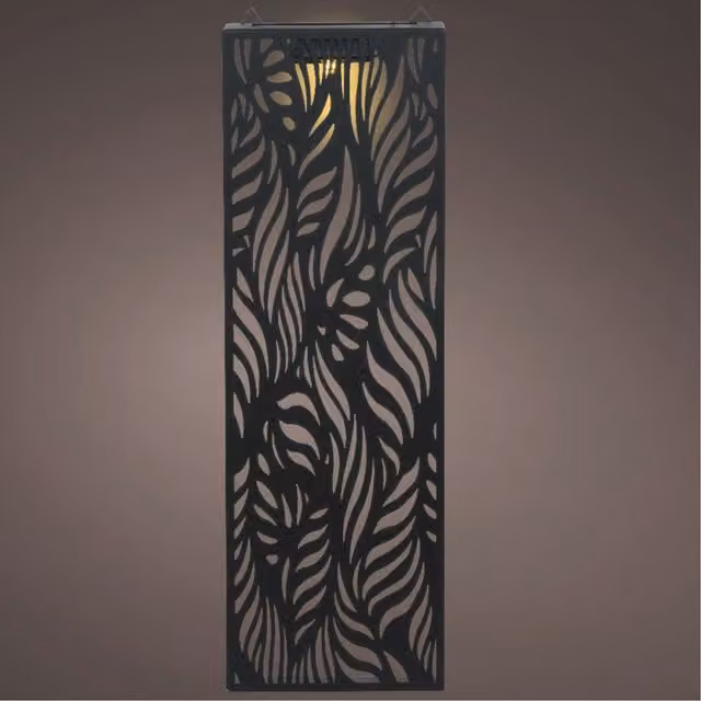 Lumineo Black Garden Wall Art Solar LED Panel Light with Dusk Sensor and Warm White Glow