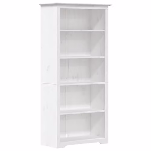 vidaXL BODO 5-Tier Bookcase in White Solid Pine Wood, W/D/H: 80 x 38 x 180 cm – 1