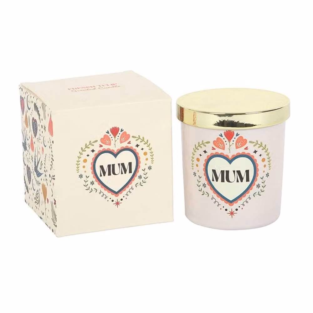 Uniqueful French Tulip Pillar Candle with Floral Heart Design in White and Multicolour – 3