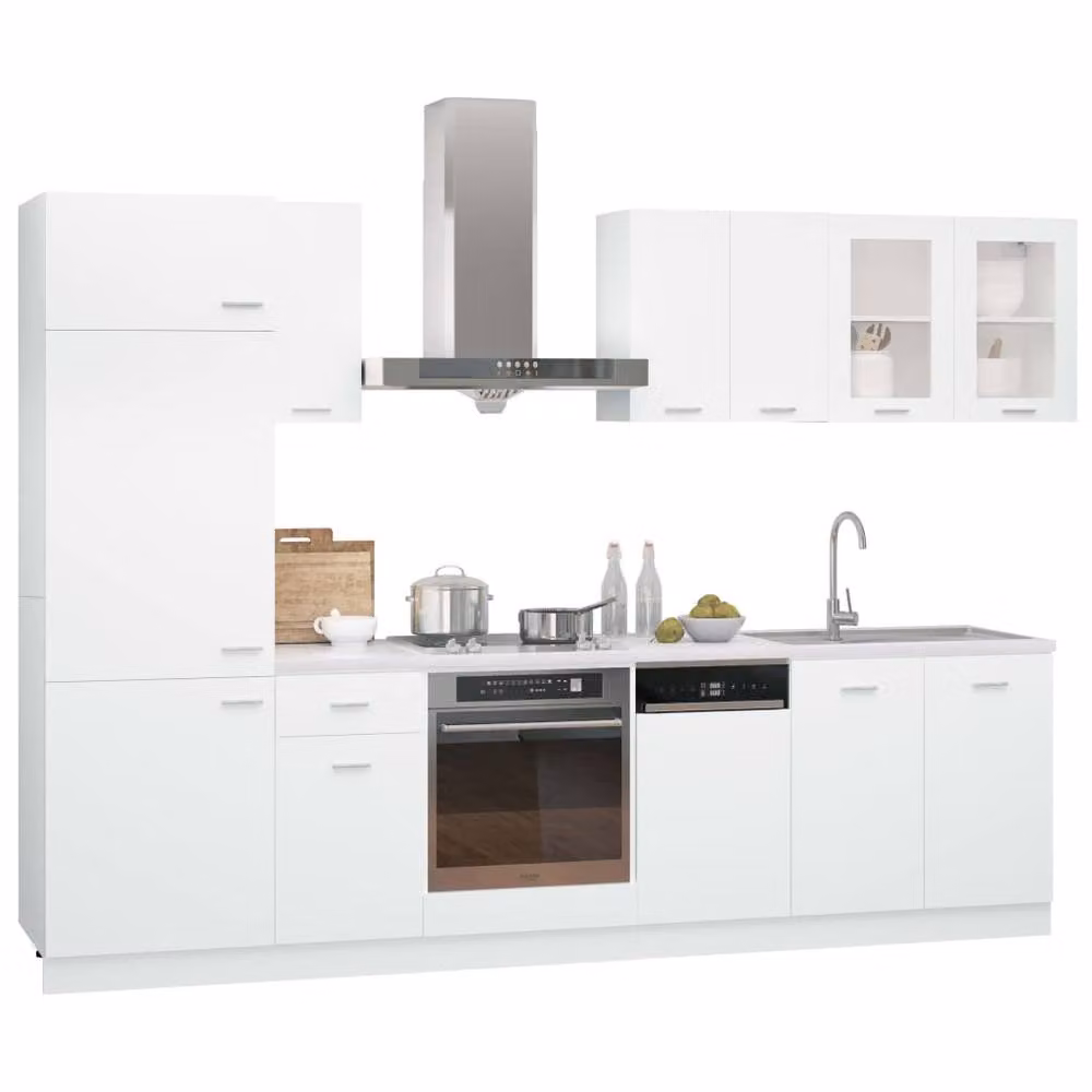 Berkfield Home Lyon 8 Piece Modern Kitchen Cabinet Set in White Matt Engineered Wood – 2