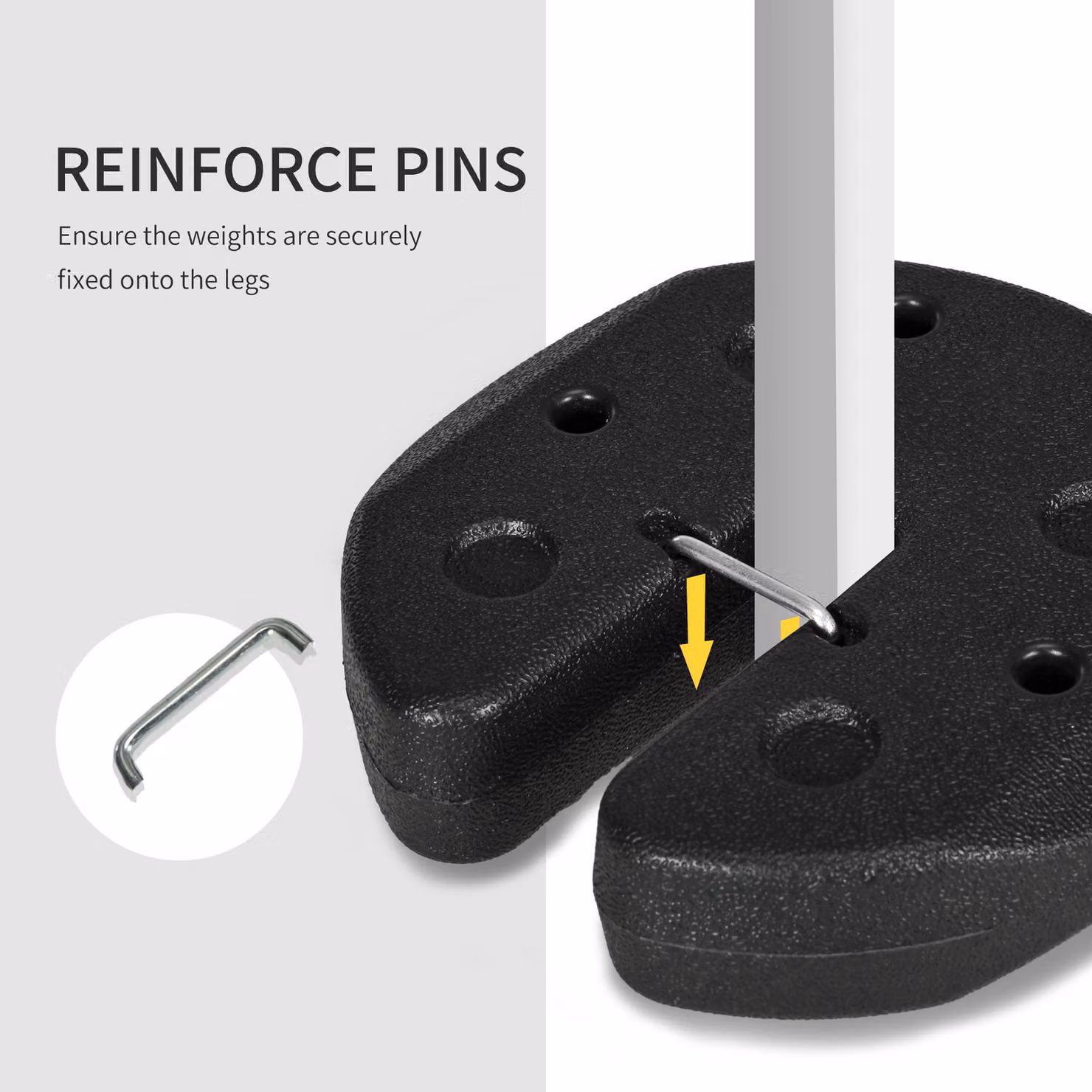 Outsunny Set of 8 Black Gazebo Weights with Reinforcement Pins and Carry Belt, 48kg Total Weight – 5