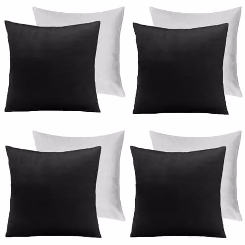 OHS Set of 4 Black Matte Velvet Square Cushions, W/D/H: 45 x 45 x 45 cm – 1