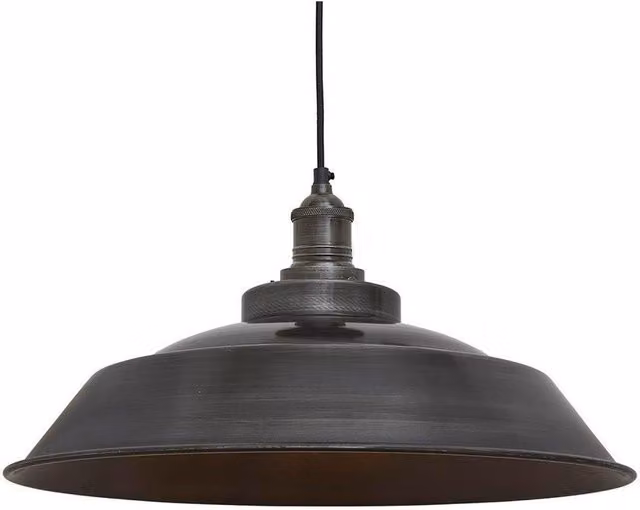 Industville Brooklyn Step Pendant Light in Pewter and Dark Grey, Diameter: 40.64 cm