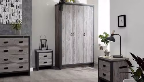 GFW Boston 4 Piece Industrial Bedroom Furniture Set in Grey and Black – 2