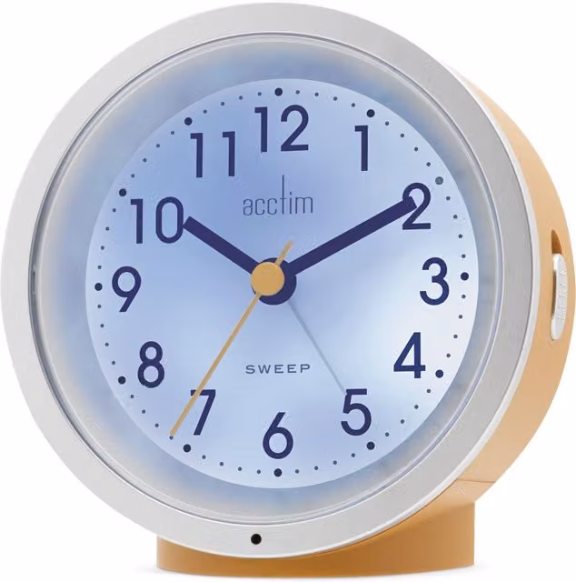 Acctim Caleb Analogue Alarm Clock with Smartlite Crescendo Alarm in Yellow and Silver