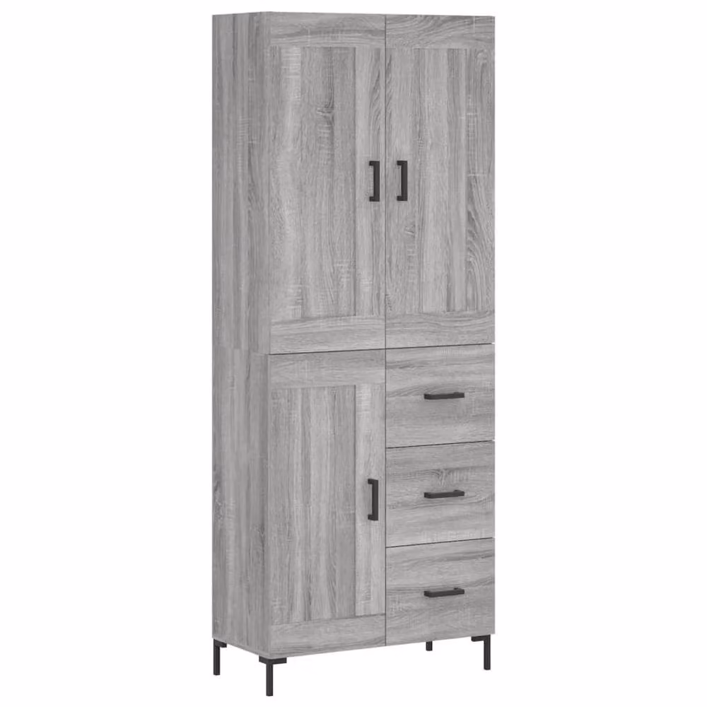 Berkfield Home Grey Sonoma Highboard with Hinged Doors and Internal Shelves, W/D/H: 69.5 x 34 x 180 cm – 3