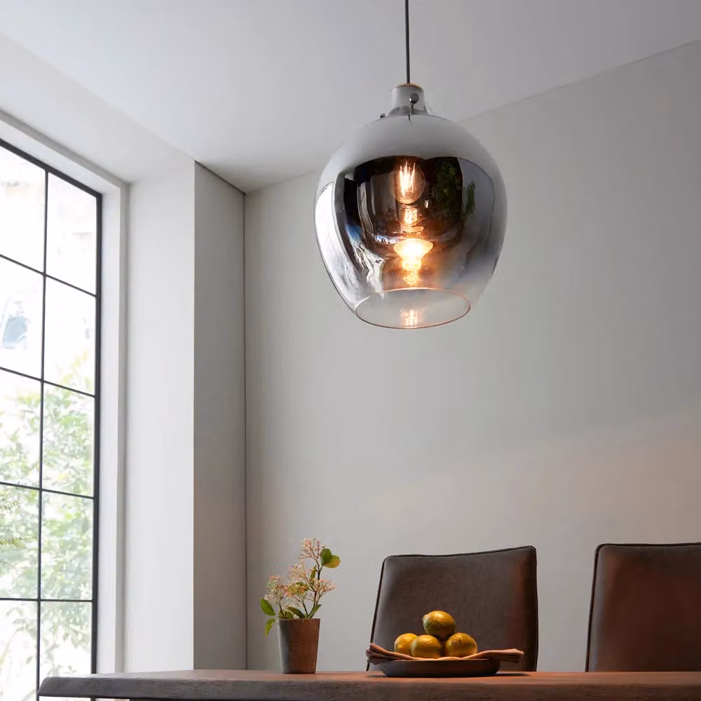 Loops Chrome and Transparent Glass Pendant Light with Adjustable Height – 4