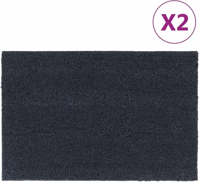 Berkfield Home Tufted Coir Door Mats, 2 Pack, Dark Grey, W: 40 cm, D: 60 cm – 1