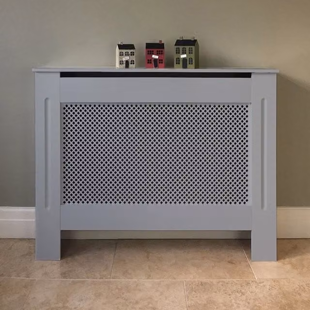 Jack Stonehouse Diamond Radiator Cover in Matt Grey, Width: 112 cm