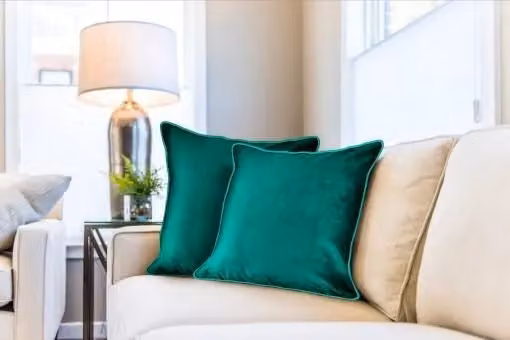 New Edge Blinds Plush Velvet Soft Touch Square Cushion Cover in Green or Beige, W/D/H: 43 x 43 x 1 cm – 2