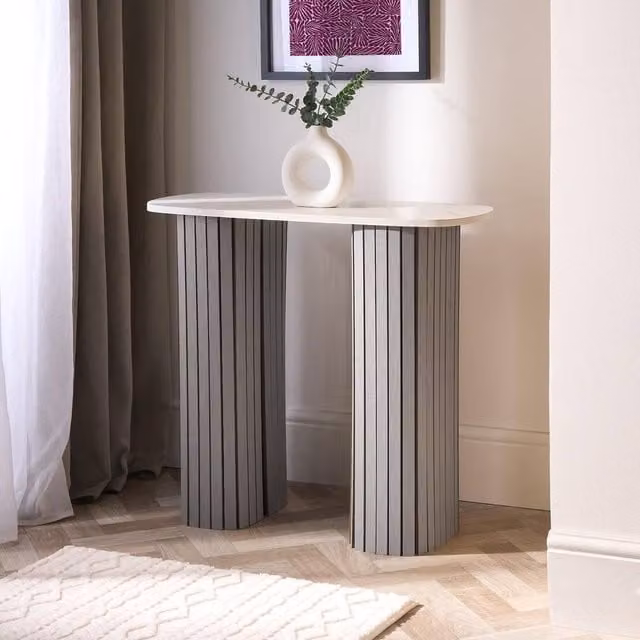 OHS Madison Ribbed Engineered Wood Console Table in Grey – 1