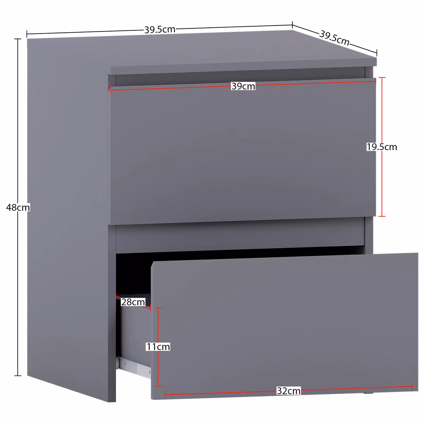 Vida Designs Denver 4 Piece Grey Bedroom Set Including 2 Bedside Tables, 5 Drawer Chest and Wardrobe – 2
