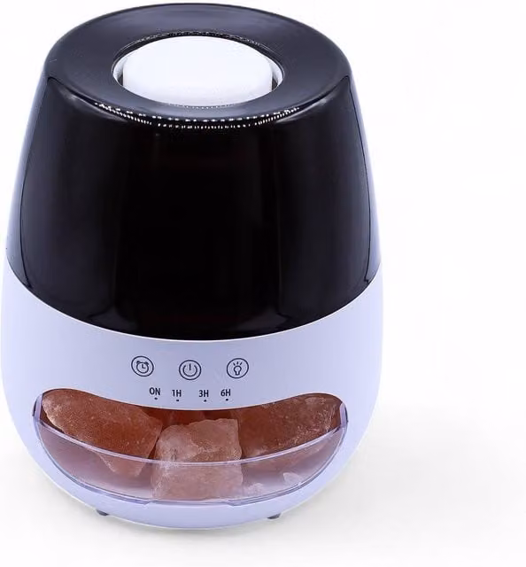 Serenityy Salt Stone Flame Effect Aroma Diffuser in White with USB and Colour Changing Light