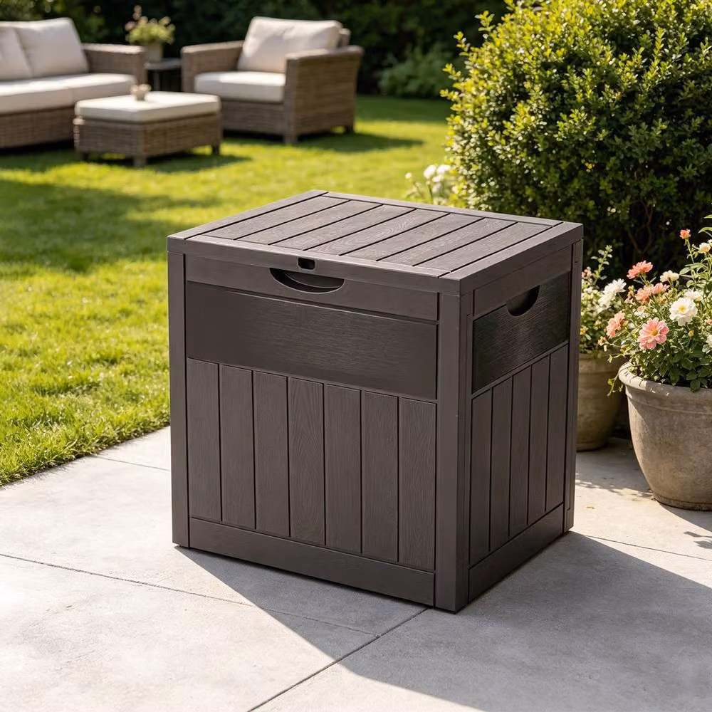 Living and Home 126L Brown Plastic Garden Storage Box with Combination Padlock – 2