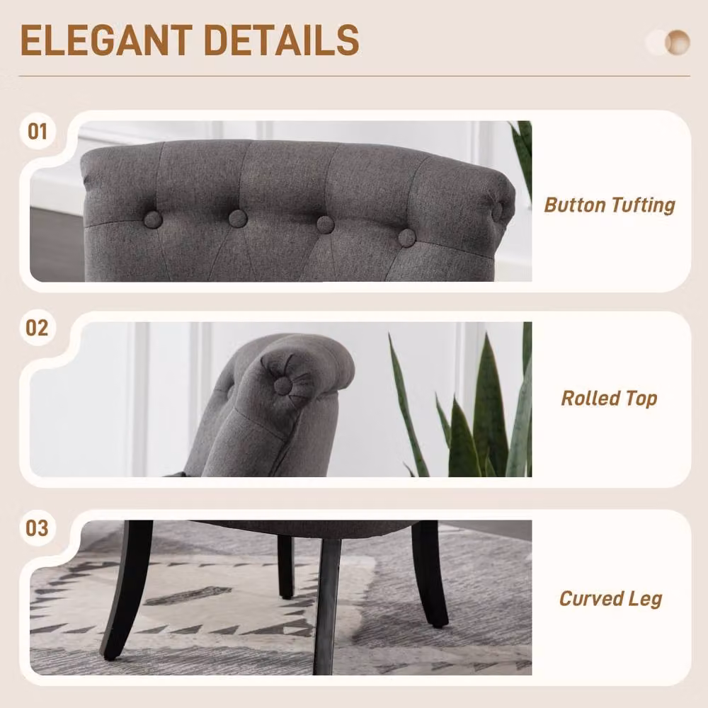 Wyld Haus Fapa Grey Fabric Tub Accent Chair with Solid Wood Legs, H 82 cm x W 69 cm x D 52.5 cm – 5