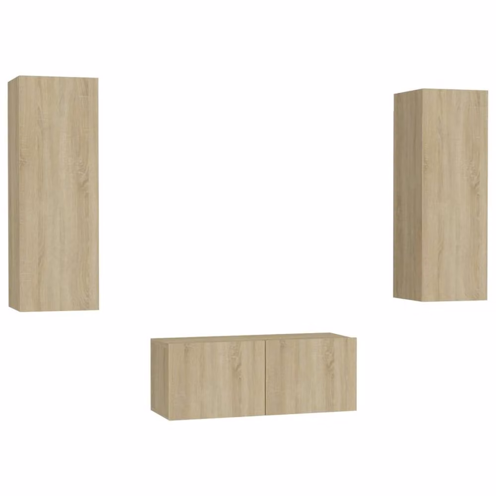 Berkfield Home 3 Piece TV Cabinet Set in Light Oak Sonoma Oak Engineered Wood W/D/H: 80 x 30 x 30 cm – 2