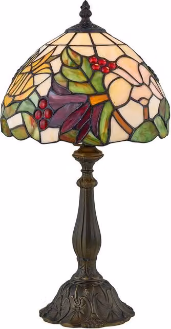 First Choice Lighting Burton Tiffany Floral Table Lamp in Bronze and Multicolour, Height: 47 cm – 1