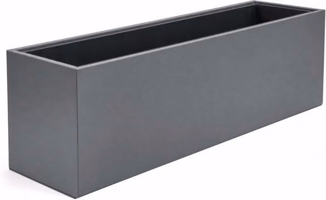 Grey Galvanised Steel Trough Planter with Liner W: 120 cm, D: 40 cm, H: 40 cm