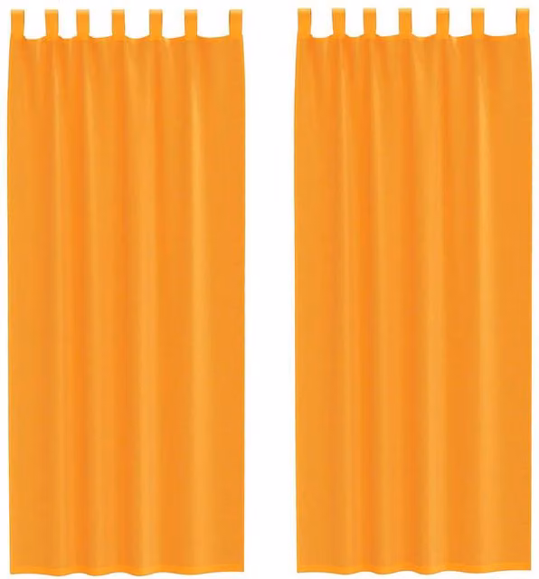 Berkfield Home Orange Voile Fabric Panel Curtains with Tabs, 2 Pack, W: 140 cm, H: 260 cm
