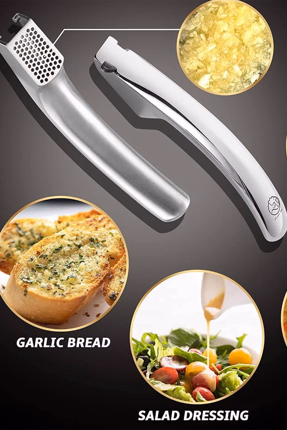Gourmet Easy Stainless Steel Garlic Press in Silver – 3