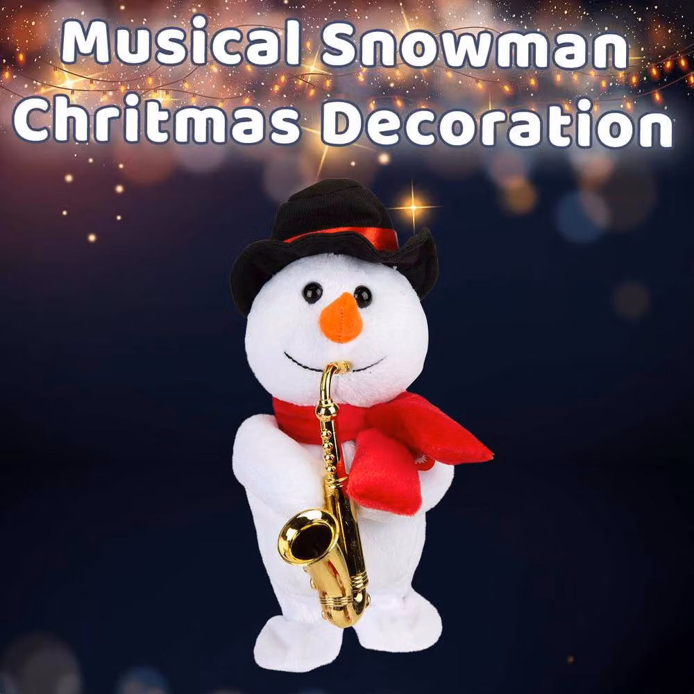 VFM e-Store Christmas Musical Snowman Tabletop Decoration, White, W: 20 cm, D: 14 cm – 3