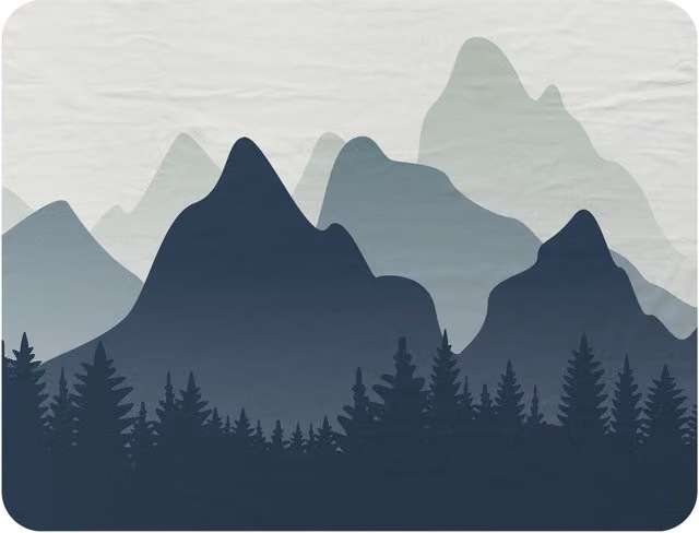 Benjamin Tate Design Mountain Landscape Illustration Fleece Blanket in Blue and Beige, W/D/H: 120 x 150 cm – 2