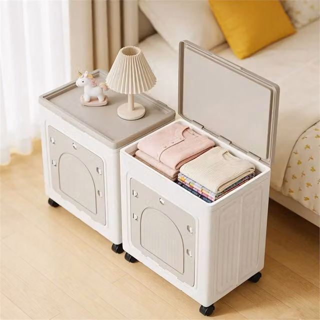 Nordara 100L White Stackable and Foldable Plastic Storage Box on Wheels