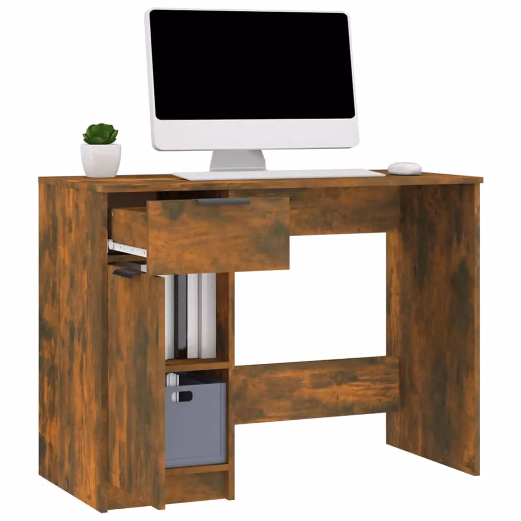 Berkfield Home Computer Desk in Smoked Oak Brown, W/D/H: 100 x 50 x 75 cm – 3